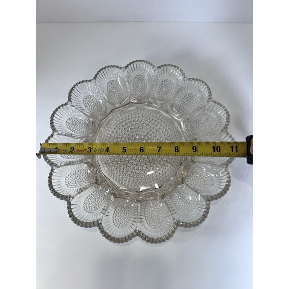 Indiana Glass Hobnail Clear Egg & Relish Tray, Holds 15 Eggs, 11.25" Round‎ - Picture 4 of 7